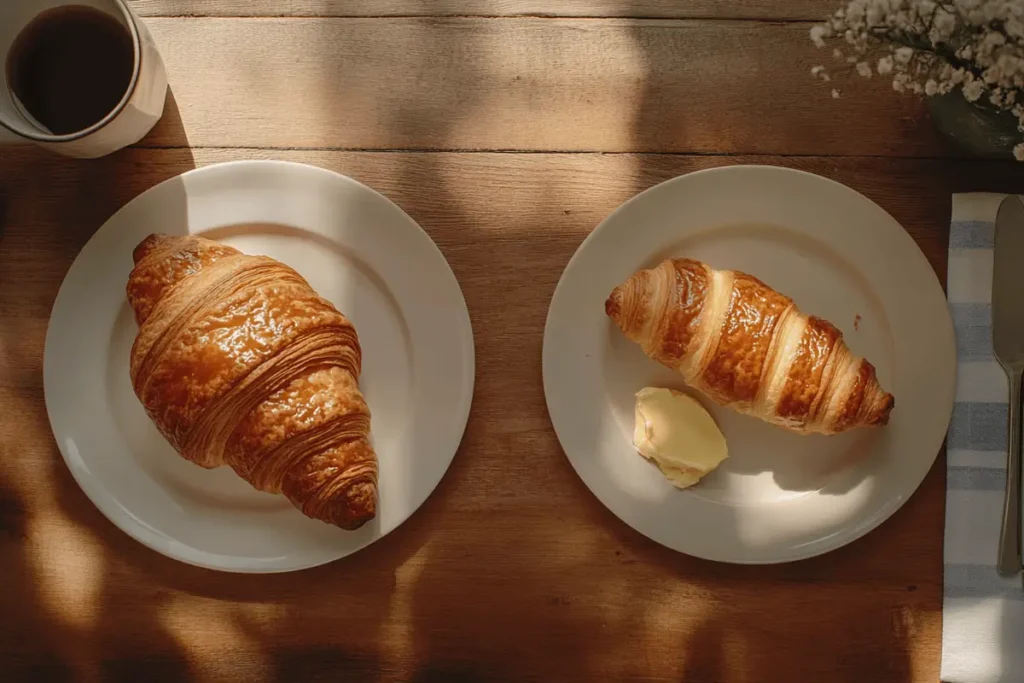 Croissant and crescent roll side by side comparison.