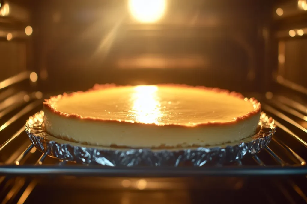 Cheesecake baking in a water bath to prevent cracks. What is the secret to making good cheesecake?